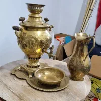 سرویس سماور زغالی ۳ لیتری برنجی ضخیم