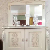 کنسول و آینه کلاسیک کرم + شمعدان