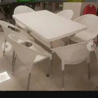 میز و صندلی غذاخوری طرح حصیری گرد