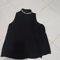 تاپ مشکی کرپ حریر سایز ۳۸