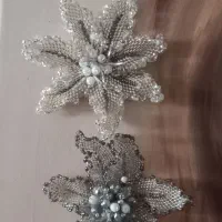سنجاق سینه منجق بافت گل ارکیده