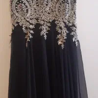 لباس مجلسی کارشده طلایی