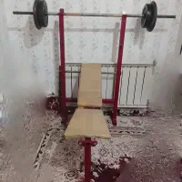 میز پرس سینه و هالتر بدنسازی به همراه ۳۰ کیلو وزنه