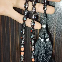 تسبیح یسر مصری ۴۵ دانه نقره کوب و مرصع شده