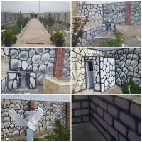 طرح سنگ نقاشی دیوار باغ رنگ کاری دیوار سیمانی