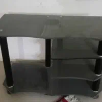 میز تلویزیون شیشه ای مشکی ۲عدد سالم