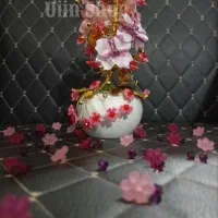 گل کریستالی رز صورتی بنفش دورنگ