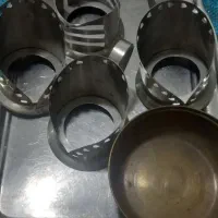 جا استکانی و قندان برنجی