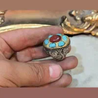 انگشتر هفت گنج فیروزه و عقیق یمنی