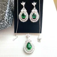 نیم ست نقره ، گردنبند و گوشواره - ۹۲۵