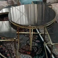جلو مبلی شیشه ای همراه با ۴ تا عسلی