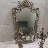 ایینه وشمعدان برنز قدیمی