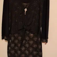 لباس مجلسی مشکی کار شده با گل سینه