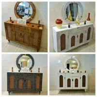 آینه و کنسول مدل حصیری وکیوم با آیینه قیمت واقعی