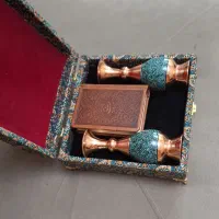 گلدان مسی فیروزه کوب