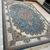 ۲ جفت فرش گل برجسته نقشه رزیتا آبی