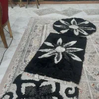 قالیچه سیاه و سفید دو عدد با یک پادری