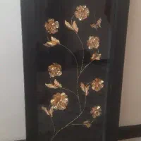 تابلو گل و پروانه ورق طلایی