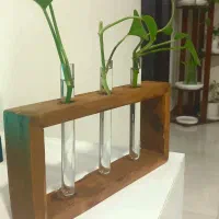 گلدان چوبی شیشه ای گلجای شیشه ای دکوری پینترستی