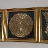 ست ۳ تکه تابلو دکوراتیو طلایی مشکی/مناسب پذیرایی