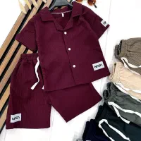 لباس مجلسی بچگانه اسپرت تیشرت شلوارک سه تیکه