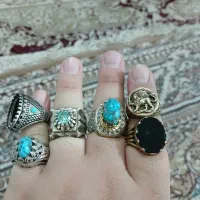 انگشتر فیروزه.مزونایت.نقره ۲تا هم طلا.روس