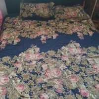 تخت دو نفره به همراه تشک و دو عددپا تختی