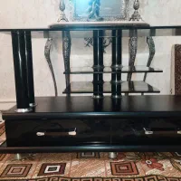 میز زیر تلوزیون شیشه و MDF مشکی