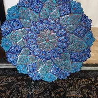 بشقاب دیوار کوب مسی مینا کاری
