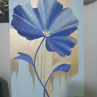 تابلو گل آبی سبک تکسچر