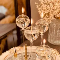 ست ۳ تکه دکوراتیو شیشه‌ای جاشمعی، اسنافرم و جاعودی