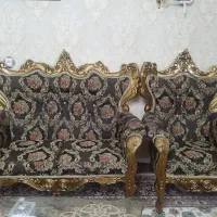 فروش فوری مبل ۷نفره گلدارقهوه ای