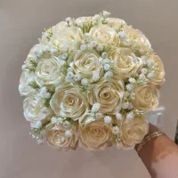 دسته گل عروس روبانی/لاله و رز/شخصی ساز/خوش قیمت