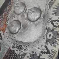 سینی و قندون نقره ای برنز