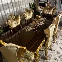 میز ناهار خوری ۶ نفره نیمه استیل بسیار شیک و نو