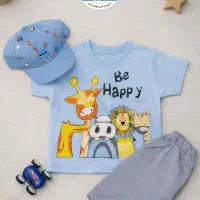 ست تیشرت و شلوارک پسرانه Be Happy (پنبه‌ای)