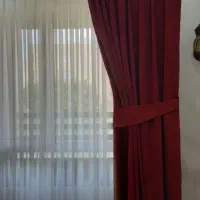 دو عدد شال پرده مخمل زرشکی