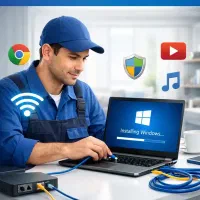 نصب ویندوز در محل + نرمافزار تخصصی،اینترنت و شبکه