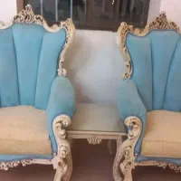 مبل آبی فیروزه ای سلطانتی و چوب رآش