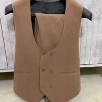 کت شلوار و جلیقه مردانه رنگ شکلاتی روشن