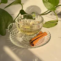 فنجان نعلبکی دسته مرواریدی جهیزیه