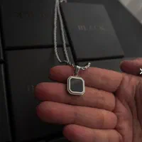 گردنبند اونیکس مربع مردانه استیل رنگ ثابت با ضمانت